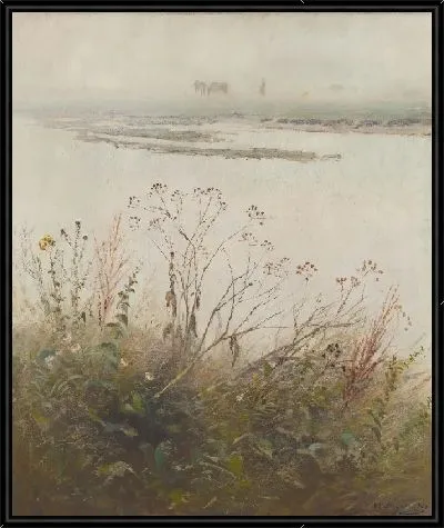 Картина Берег реки в цвету 