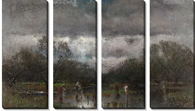 Картина Пейзаж с моющими женщинами и рыбаками 