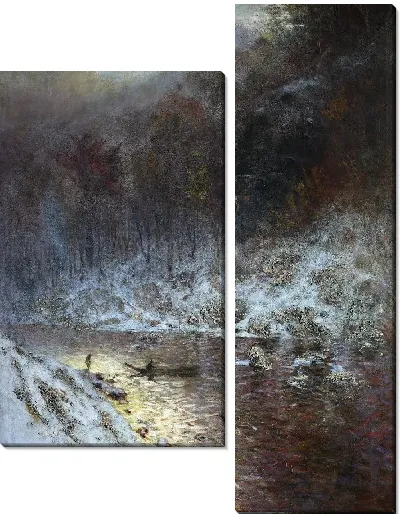 Картина Зимний пейзаж - река Дунаец 