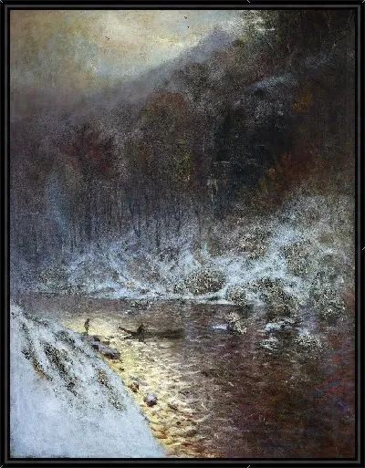 Картина Зимний пейзаж - река Дунаец 