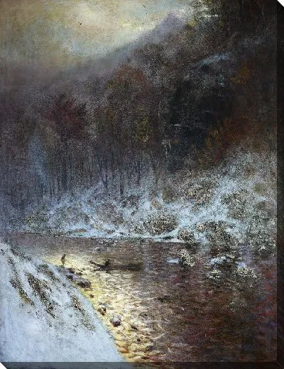 Картина Зимний пейзаж - река Дунаец 