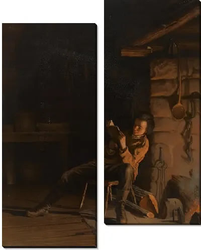 Картина Детство Линкольна. (Вечер в избе.) 