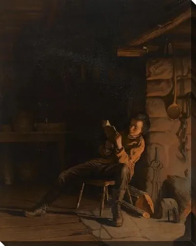 Картина Детство Линкольна. (Вечер в избе.) 