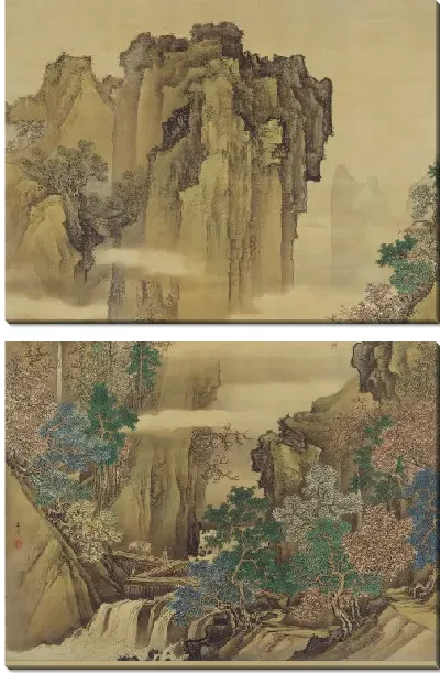 Картина Синий и зеленый пейзаж 