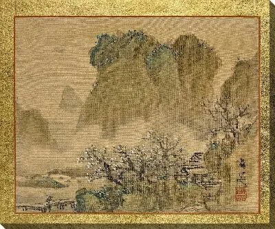 Загородный дом в долине с цветущей сливой 