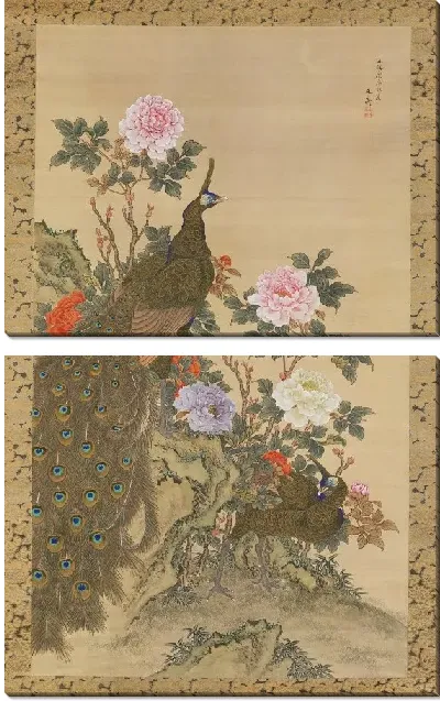 Картина Павлины и Пионы