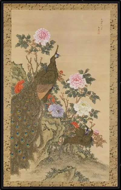 Картина Павлины и Пионы