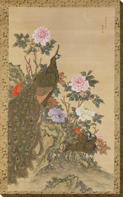 Картина Павлины и Пионы