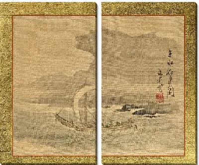 Картина Киото Морской пейзаж под ночной луной 