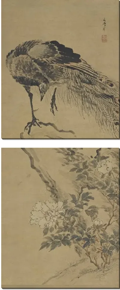 Картина Павлин и пионы II