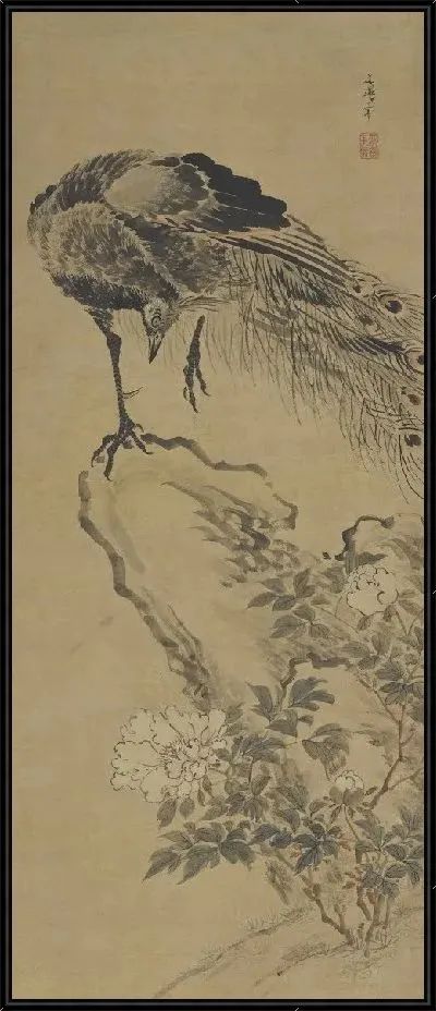 Картина Павлин и пионы II