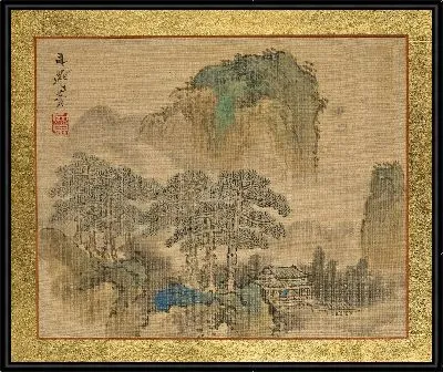 Дом рядом с соснами, напротив гор 