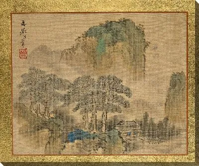 Дом рядом с соснами, напротив гор 