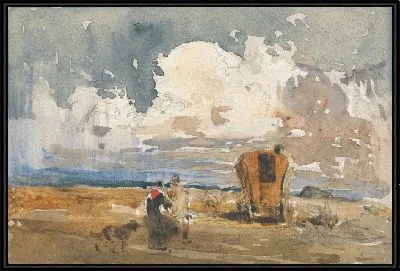 Пейзаж с цыганами и повозкой