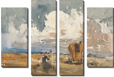 Пейзаж с цыганами и повозкой