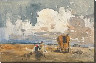 Картина Пейзаж с цыганами и повозкой