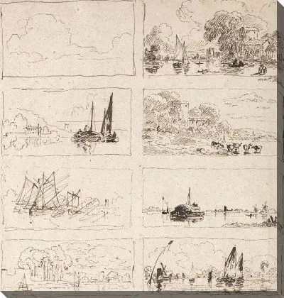 Картина Лист композиционных исследований речных сцен