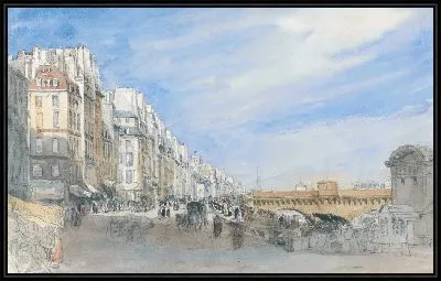 Картина Новый мост от набережной школы, Париж