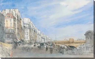 Картина Новый мост от набережной школы, Париж