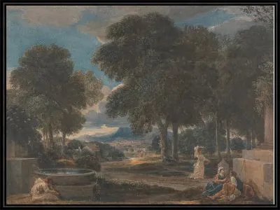 Пейзаж с человеком, омывающим ноги у фонтана им. Пуссена