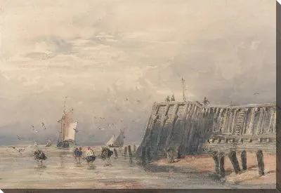 Картина Парусные баржи и креветки с пирса