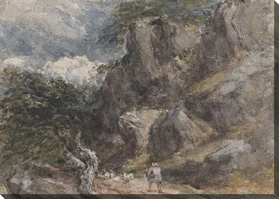 Картина Вождение овец в скалистом ландшафте