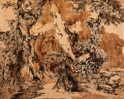 Картина Обветренные стволы деревьев в парке (recto), c. 1834