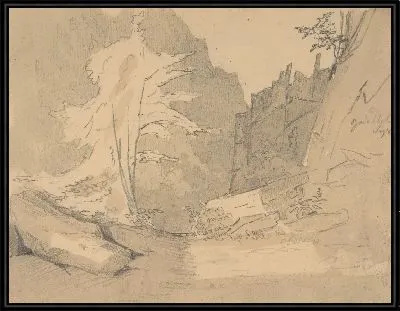 Долина Боде с камнями и деревьями; verso: ландшафтные исследования