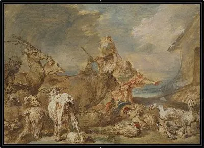 Ной ведет животных в ковчег