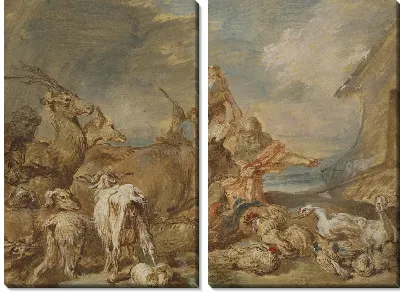 Ной ведет животных в ковчег