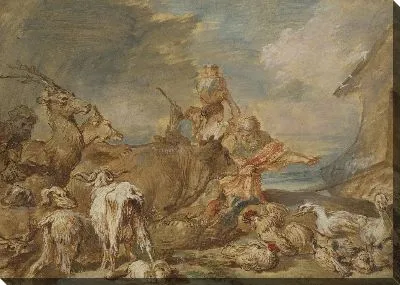 Ной ведет животных в ковчег