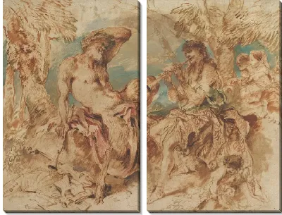 Картина Юноша играет на свирели для сатира