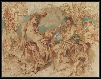 Юноша играет на свирели для сатира