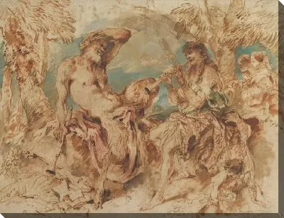 Юноша играет на свирели для сатира