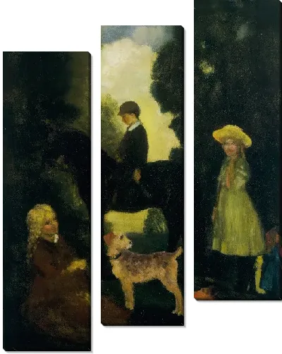 Картина Дети, Собаки и Пони 