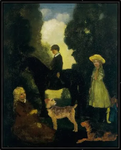 Картина Дети, Собаки и Пони 