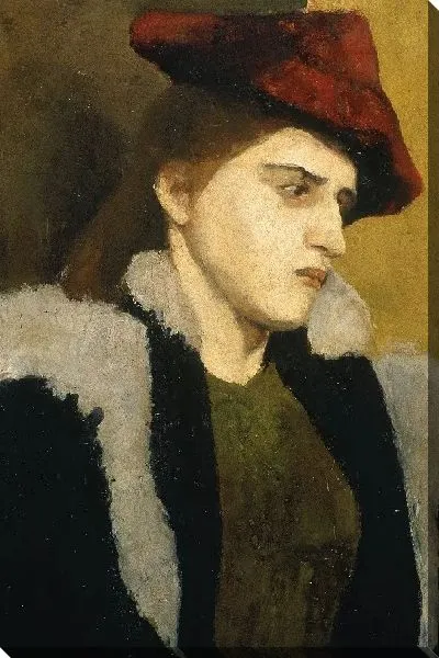 Картина Портрет молодой женщины в красной шляпе 