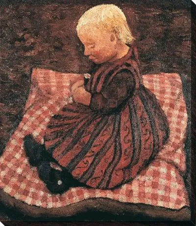 Ребенок на красной подушке куб 