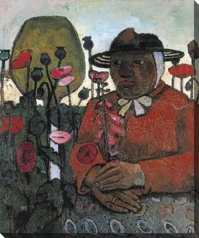 Картина Старушка из богадельни со стеклянным шаром и цветами мака 