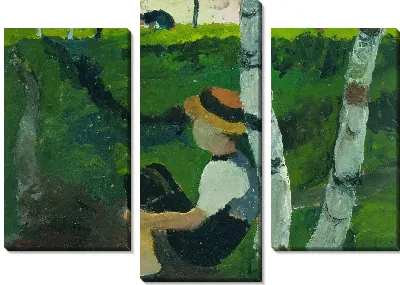 Картина Мальчик на пути под березой 