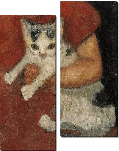 Картина Кот в детской руке 