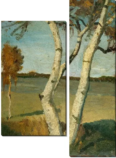 Картина Береза в пейзаже 