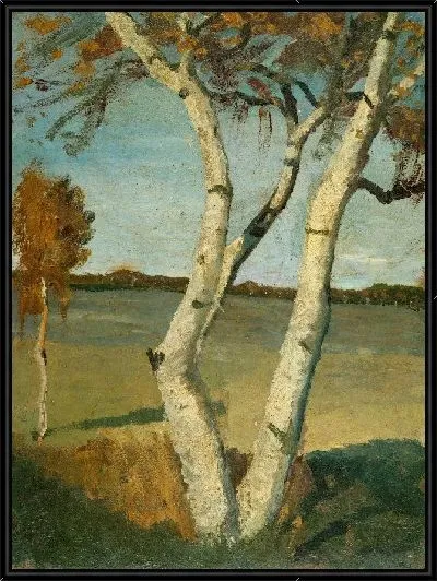 Картина Береза в пейзаже 