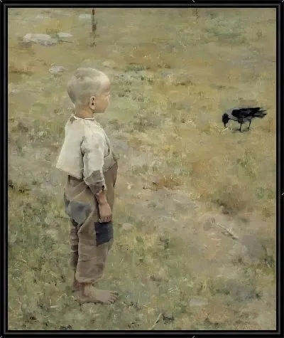 Картина Мальчик с вороной 