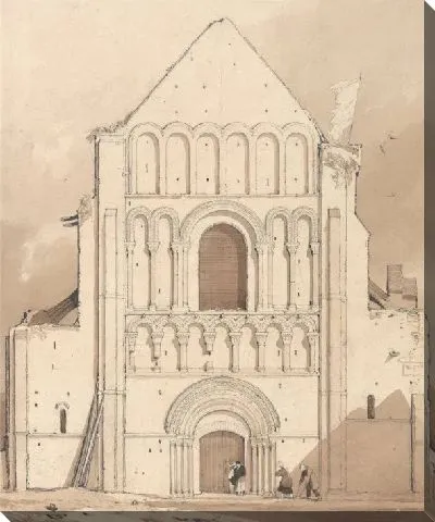 Картина Западный фронт церкви Уистреам [Ouistreham], недалеко от Кана, Нормандия