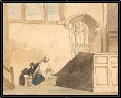 Посыльный мальчик спит в церкви