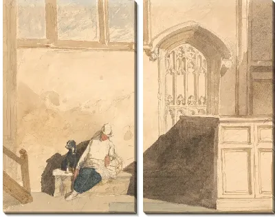 Посыльный мальчик спит в церкви