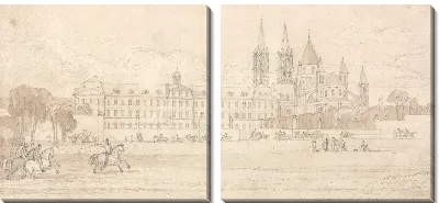 Картина Военная школа и аббатство церковь Святого Стефана в Кан