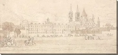 Картина Военная школа и аббатство церковь Святого Стефана в Кан