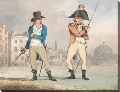 Картина Карикатура на двух мужчин с нарисованными мечами (один из набора из трех)